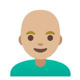 Google(Android) Man: Medium-Light Skin Tone, Bald Emoji