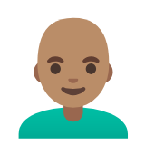 Google(Android) Man: Medium Skin Tone, Bald Emoji