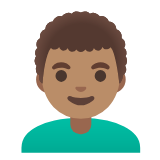 Google(Android) Man: Medium Skin Tone, Curly Hair Emoji