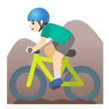 Google(Android) Man Mountain Biking: Light Skin Tone Emoji