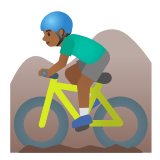 Google(Android) Man Mountain Biking: Medium-Dark Skin Tone Emoji