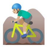 Google(Android) Man Mountain Biking: Medium-Light Skin Tone Emoji