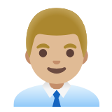 Google(Android) Man Office Worker: Medium-Light Skin Tone Emoji