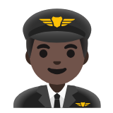 Google(Android) Man Pilot: Dark Skin Tone Emoji