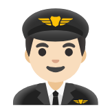 Google(Android) Man Pilot: Light Skin Tone Emoji