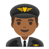 Google(Android) Man Pilot: Medium-Dark Skin Tone Emoji