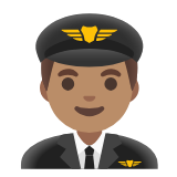 Google(Android) Man Pilot: Medium Skin Tone Emoji