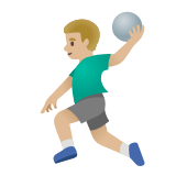 Google(Android) Man Playing Handball: Medium-Light Skin Tone Emoji