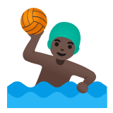 Google(Android) Man Playing Water Polo: Dark Skin Tone Emoji