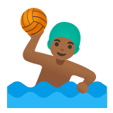 Google(Android) Man Playing Water Polo: Medium-Dark Skin Tone Emoji