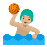 Google(Android) Man Playing Water Polo: Medium-Light Skin Tone Emoji