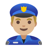 Google(Android) Man Police Officer: Medium-Light Skin Tone Emoji