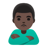 Google(Android) Man Pouting: Dark Skin Tone Emoji