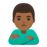 Google(Android) Man Pouting: Medium-Dark Skin Tone Emoji