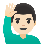 Google(Android) Man Raising Hand: Light Skin Tone Emoji