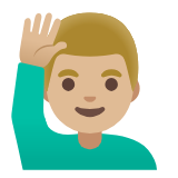 Google(Android) Man Raising Hand: Medium-Light Skin Tone Emoji