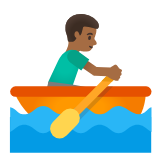 Google(Android) Man Rowing Boat: Medium-Dark Skin Tone Emoji