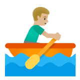 Google(Android) Man Rowing Boat: Medium-Light Skin Tone Emoji