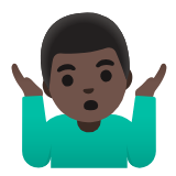 Google(Android) Man Shrugging: Dark Skin Tone Emoji