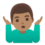 Google(Android) Man Shrugging: Medium Skin Tone Emoji