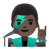 Google(Android) Man Singer: Dark Skin Tone Emoji