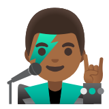 Google(Android) Man Singer: Medium-Dark Skin Tone Emoji