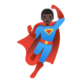 Google(Android) Man Superhero: Dark Skin Tone Emoji