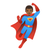 Google(Android) Man Superhero: Medium-Dark Skin Tone Emoji