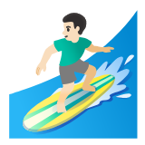 Google(Android) Man Surfing: Light Skin Tone Emoji