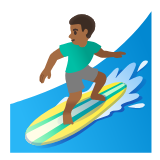 Google(Android) Man Surfing: Medium-Dark Skin Tone Emoji