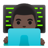 Google(Android) Man Technologist: Dark Skin Tone Emoji