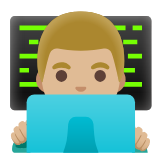 Google(Android) Man Technologist: Medium-Light Skin Tone Emoji