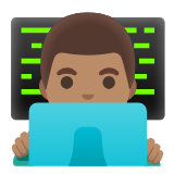 Google(Android) Man Technologist: Medium Skin Tone Emoji