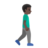 Google(Android) Man Walking Facing Right: Dark Skin Tone Emoji