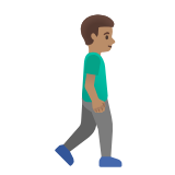 Google(Android) Man Walking Facing Right: Medium Skin Tone Emoji