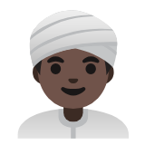 Google(Android) Man Wearing Turban: Dark Skin Tone Emoji