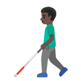 Google(Android) Man With White Cane: Dark Skin Tone Emoji