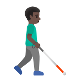 Google(Android) Man With White Cane Facing Right: Dark Skin Tone Emoji