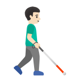 Google(Android) Man With White Cane Facing Right: Light Skin Tone Emoji