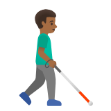 Google(Android) Man With White Cane Facing Right: Medium-Dark Skin Tone Emoji