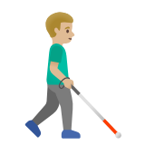 Google(Android) Man With White Cane Facing Right: Medium-Light Skin Tone Emoji