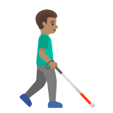 Google(Android) Man With White Cane Facing Right: Medium Skin Tone Emoji