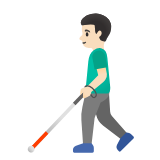 Google(Android) Man With White Cane: Light Skin Tone Emoji