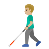 Google(Android) Man With White Cane: Medium-Light Skin Tone Emoji