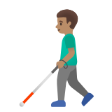 Google(Android) Man With White Cane: Medium Skin Tone Emoji