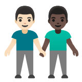 Google(Android) Men Holding Hands: Light Skin Tone, Dark Skin Tone Emoji