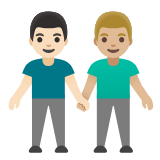 Google(Android) Men Holding Hands: Light Skin Tone, Medium-Light Skin Tone Emoji