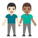 Google(Android) Men Holding Hands: Light Skin Tone, Medium Skin Tone Emoji