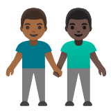 Google(Android) Men Holding Hands: Medium-Dark Skin Tone, Dark Skin Tone Emoji