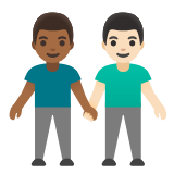 Google(Android) Men Holding Hands: Medium-Dark Skin Tone, Light Skin Tone Emoji